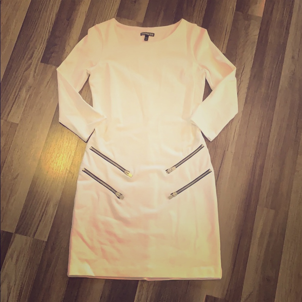 Express White Zipper Dress